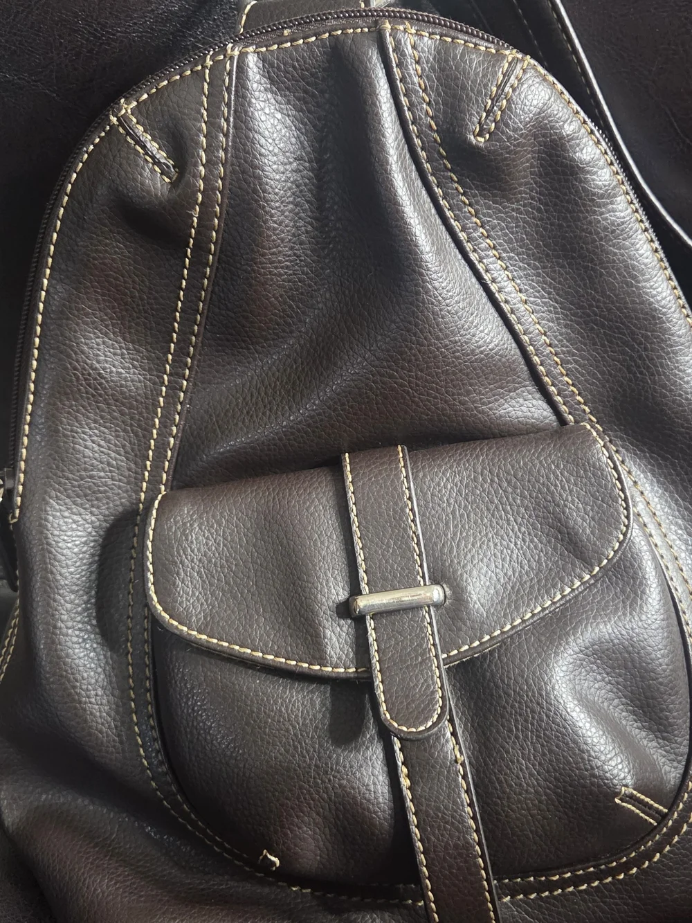 First Issue Liz Claiborne  Brown Leather Sling Bag Backpack Purse